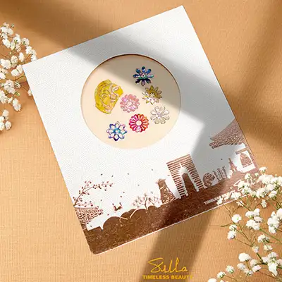 Mother-of-Pearl Sticker: Smile of Silla (Flower Roof Tile Pattern)