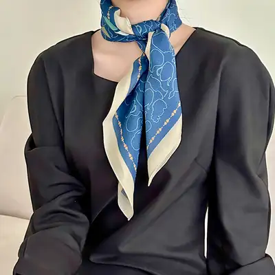 Celadon and White Porcelain Wool Silk Scarf <2024 Muse Competition Selected Work>