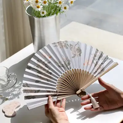 Folding Fan (Flowers and Birds - Pear Blossoms) National Museum of Korea Exclusive Product