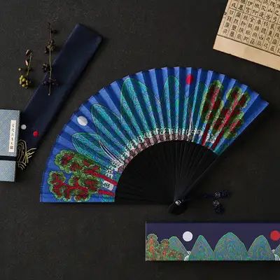Traditional Folk Painting Fan (Sun, Moon, and Five Peaks) <2024 Muse Competition Selected Work>