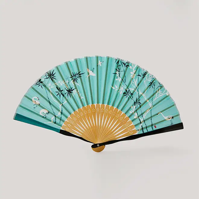 Celadon Fan (Crane and Bamboo) - Korean Craft Design Culture Promotion Foundation Collaboration Product — 1