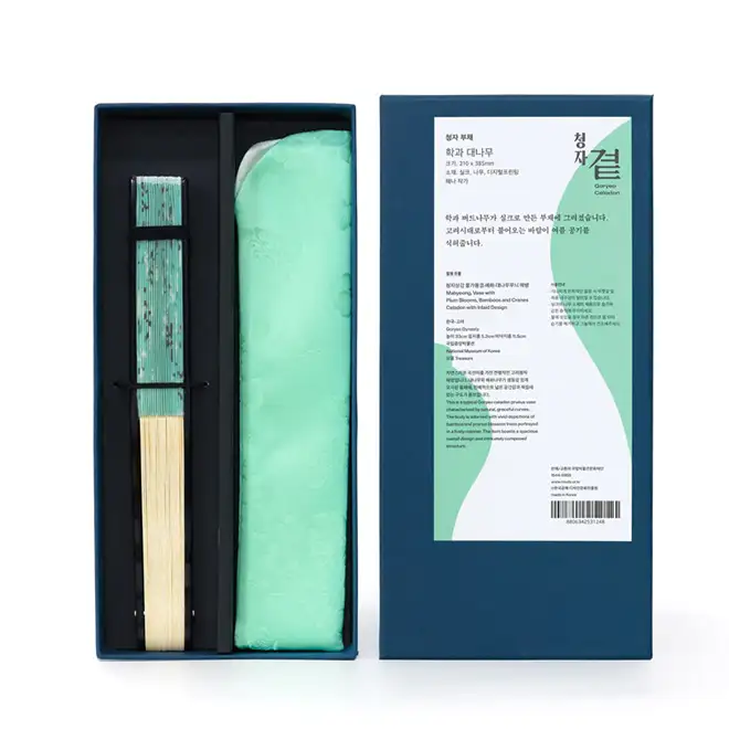 Celadon Fan (Crane and Bamboo) - Korean Craft Design Culture Promotion Foundation Collaboration Product — 2