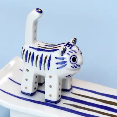 White Porcelain Blue-and-White Tiger Incense Container <2023 Muses Competition Selected Work>