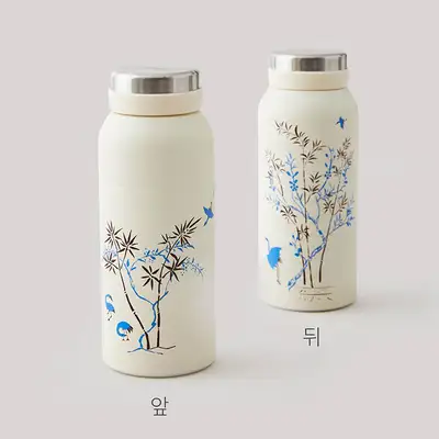 Celadon Tumbler (Small) with Plum Blossom, Bamboo, and Crane Pattern - Korea Craft & Design Foundation Collaboration