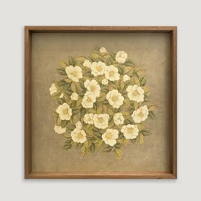 Folk Painting Wooden Tray (Camellia) <2024 Muse Collective Selected Work>