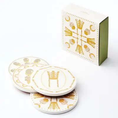 Silla Gold Crown Ceramic Coaster Set APEC 2025 KOREA - Korean Craft Design Culture Promotion Agency Collaboration Product