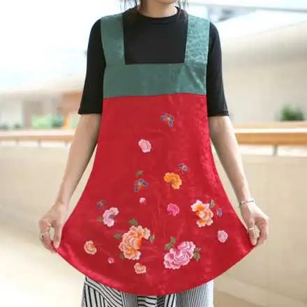 당意刺繍エプロン 赤色 — 4
