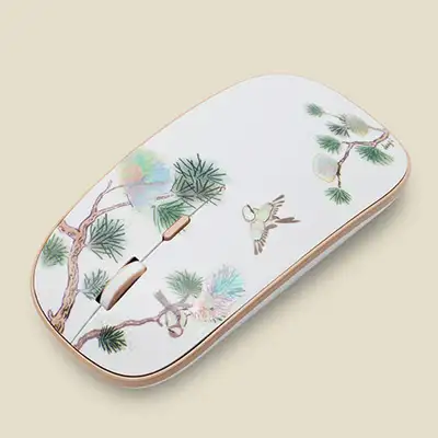 Pine Shell-Inlay Wireless Mouse (White)