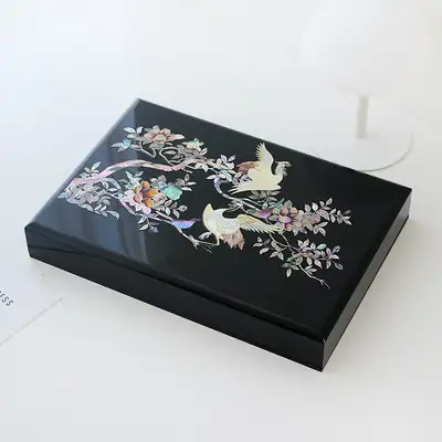 高級 螺鈿漆器 文書函 自貝箱 鳳凰 02