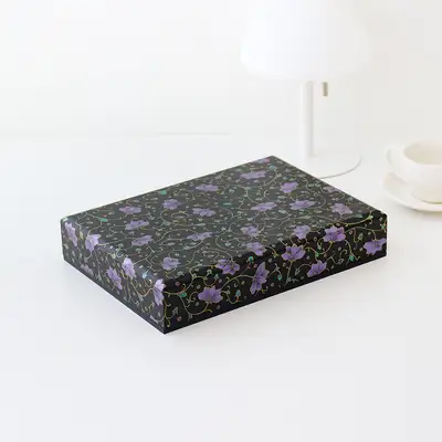 高級채화 花唐草 漆塗 貝殻細工箱 書類収納ボックス 03