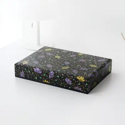 高級彩画 花唐草 漆塗り貝殻細工函 書類函 01