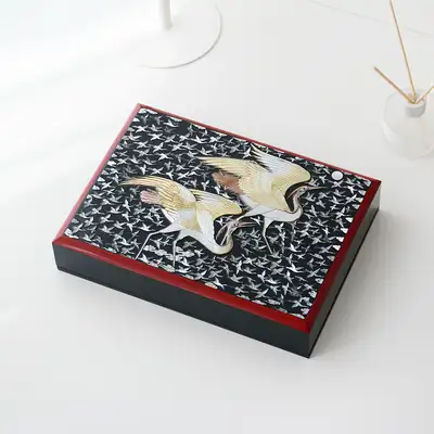 高級螺鈿漆器 原貝自貨 貝殻箱 貝殻 鶴