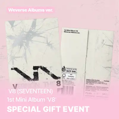 【特典付き】V8 (SEVENTEEN) - 1st Mini Album [V8] (Weverse Albums ver.) **未公開グループコンセプト写真ポストカード(B5) 1種+ロゴステッカー 1種 付属
