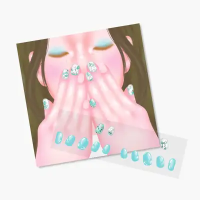 佩佩诺伊美甲贴纸&卡片套装 - 粉色、蓝色 2type