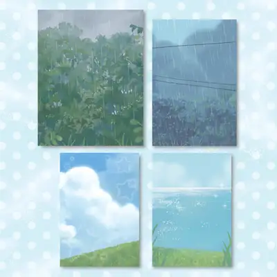 尤博基夏季背景牛皮纸贴纸