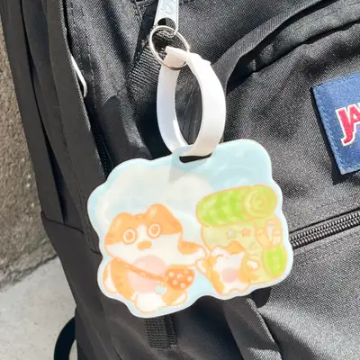 銅像人偶一起出發行李牌