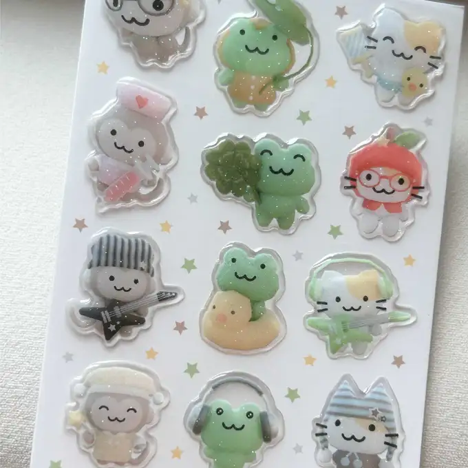 Deco Boko 朋友們閃粉環氧樹脂貼紙
