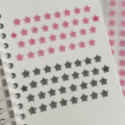 更光泽的迷你星月度数字剪贴胶带