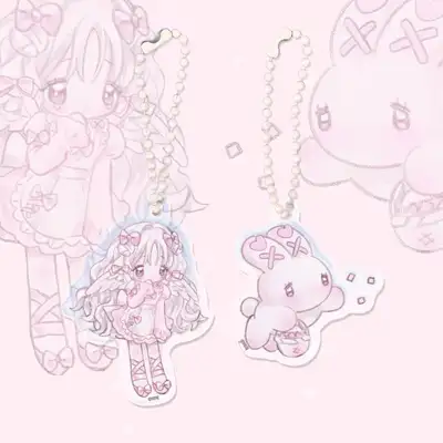 [ミピ_riri] アクリルキーリングチャーム(両面) 2種 / イラストグッズ