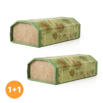 1+1 Bamboo Flower Cooling Hexagonal Pillow (Cool Breathable Summer Pillow for Camping, Hospital, Health Pillow, Neck Pillow, Filial Gift)
