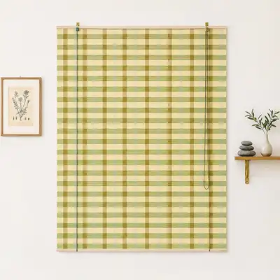 L 150cm Stitch Two-Tone Bamboo Roll-Up Blind