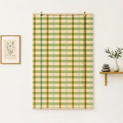 S 90cm Stitch Two-Tone Bamboo Auto Roll-Up Blind