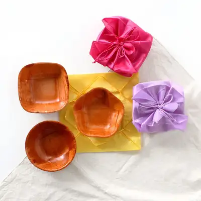 Compressed Popcorn Rice Cake Basket and Cloth Wrapper Set (Holiday Chuseok DIY Gift Packaging Kit)