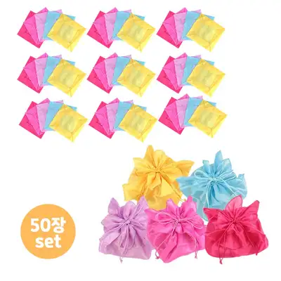 Tteok Bojagi 50-Sheet Set (Colored Korean Wrapping Cloth for Holiday Rice Cake Making)