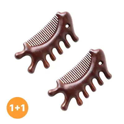 1+1 Wood Seahorse Comb Gua Sha (Wooden Acupressure Tool Scalp Foot Massage Stick Portable Meridian Health Wellness Grandma Gift)