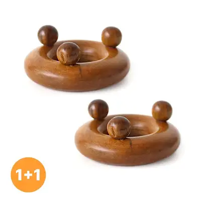 1+1 Wood Donut Gua Sha (Wood Ring Scalp Massage Tool Acupressure Foot Massage Portable Meridian Massage Stick Health Gift)