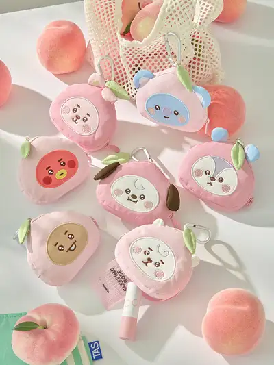 BT21 Peach Holic Face Pouch Keyring