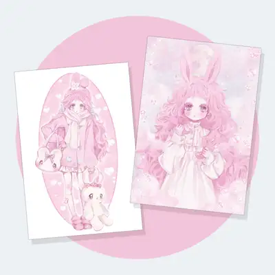 [ミッフィー_リリ] リリウサギ両面ポストカード2種セット / イラストポストカード / イラストカード / イラストグッズ