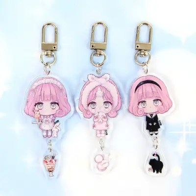 [ミピ_リリ] リリ アクリル揺れるキーリング_3種 / イラストグッズ