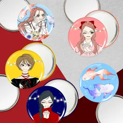 [アクアリウムの花畑] 円形ピンミラー 75mm 5種