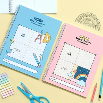 【3冊セット】小学算数解き方ノート - インディゴキッズスクールライフ（4分割方眼スプリング）