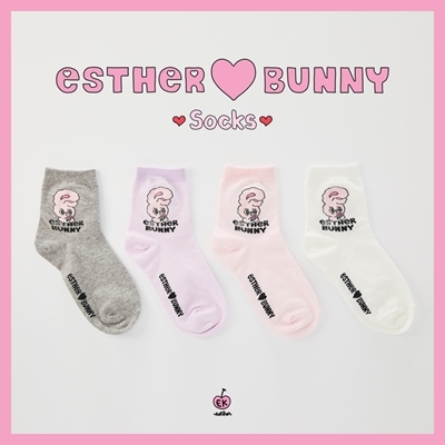 EstherBunny Rose Lettering Mid-Calf Socks