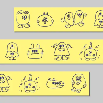 Scribble Monster Friends Masking Tape
