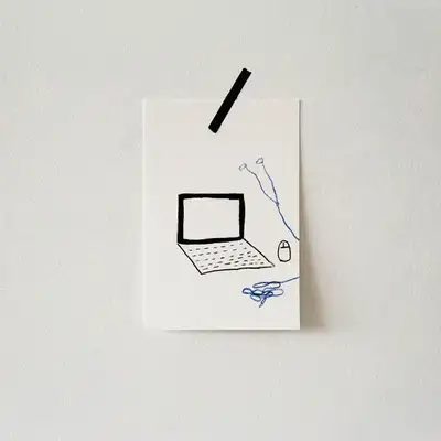 Postcard - In Front of the Computer