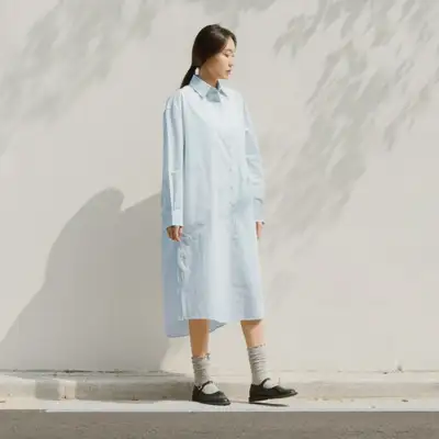 Plain Shirt ONE-PIECE WOMAN Sky Blue