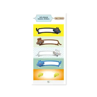 cat, mouse and cheese memo sticker