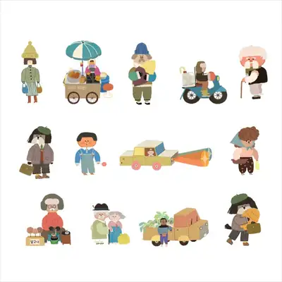 Changdeok and Bungeoppang Stickers (Human Characters 14 Types)