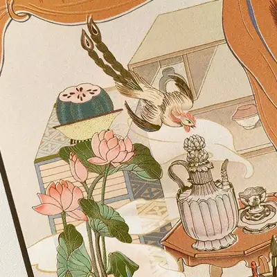 Bookshelf Painting Postcard