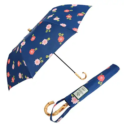 Bella Flora (Navy) Pattern 2-Fold Manual Umbrella