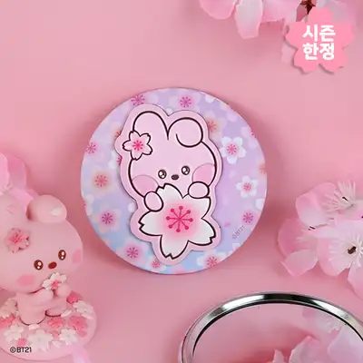 BT21 レザーパッチ鏡 [チェリーブロッサム] - クッキー(COOKY)