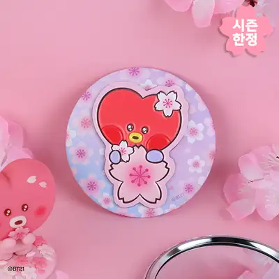 BT21 レザーパッチミラー [チェリーブロッサム] - タタ(TATA)