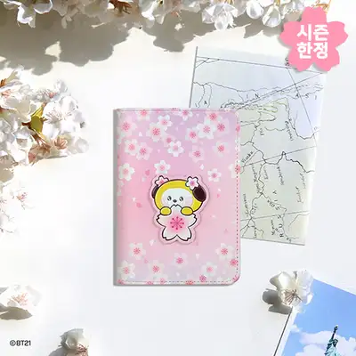 BT21 レザーパッチ パスポートカバー S [チェリーブロッサム] - チミー(CHIMMY)