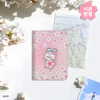 BT21 レザーパッチ パスポートカバー S [チェリーブロッサム] - マング(MANG)