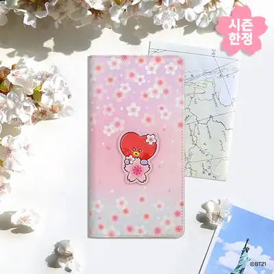 BT21 レザーパッチ パスポートカバー L [チェリーブロッサム] - タタ(TATA)