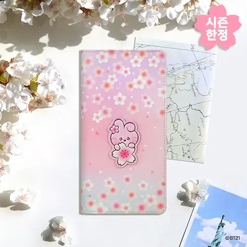 BT21 レザーパッチ パスポートカバー L [チェリーブロッサム] - クッキー(COOKY) — 1