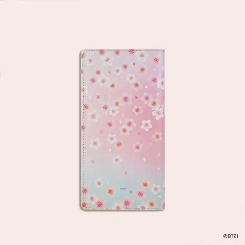 BT21 レザーパッチ パスポートカバー L [チェリーブロッサム] - クッキー(COOKY) — 2